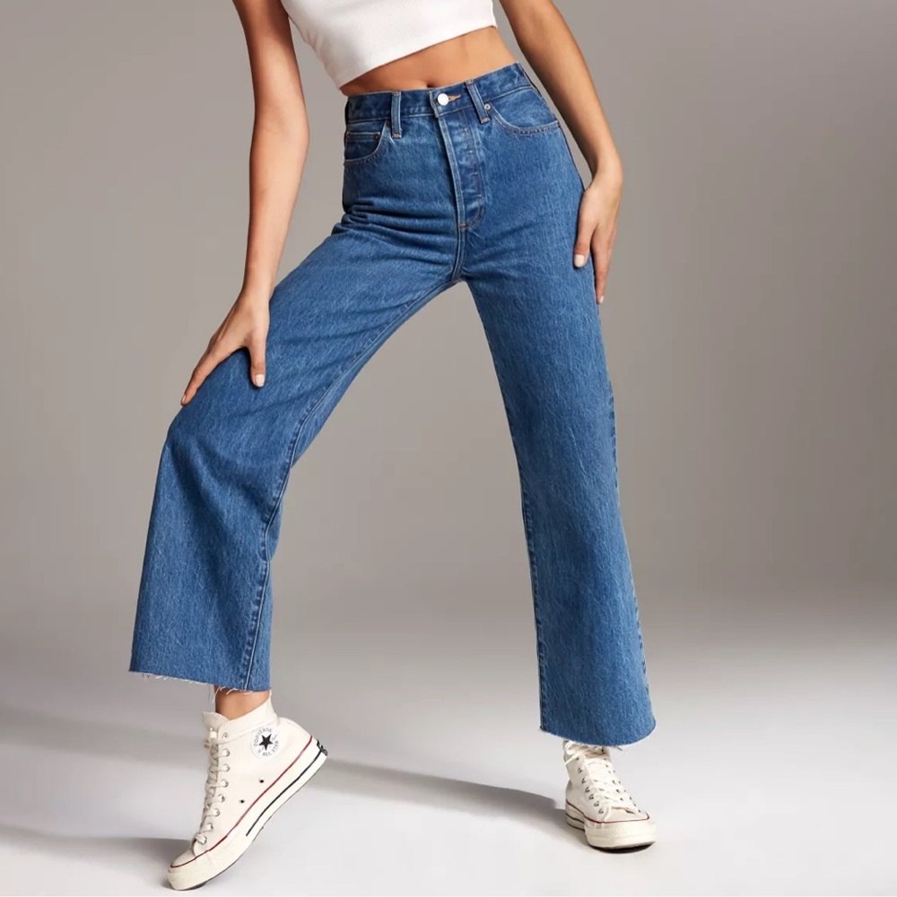 Denim Forum Farrah High Rise Wide Leg Jeans 30W 28L